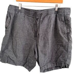 Express Shorts Mens XL Gray Linen Blend Elastic‎ Waist Drawstring Casual Heather